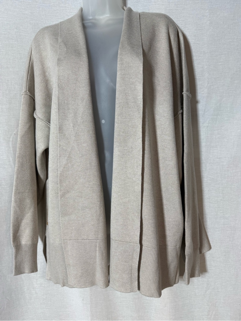 Cyrus Light Taupe Open-Front Draped Cardigan Size XL